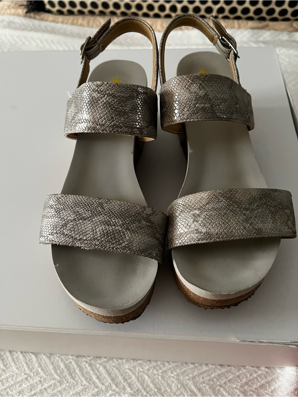 Metallic Textured Open-Toe Platform Sandals - Silver